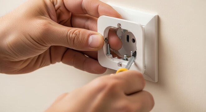Electrical Outlet Installation Secure Wiring Home Improvement Project Wall Socket Mounting Renovate Fixing Repairing Electrician Tasks Residential Connection