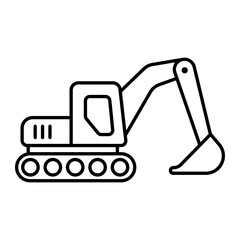 Fototapeta premium Excavator heavy machinery construction vehicle line art icon 