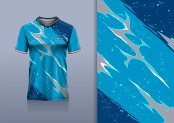 T-shirt mockup abstract texture grunge sport jersey design for football, soccer, racing, esports, running, blue gray color © Nimpuna O