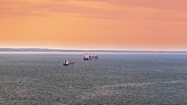 Aerial View of Container Ship Loaded with Shipping Containers &ndash; Global Cargo Transport and Maritime Trade in 4K