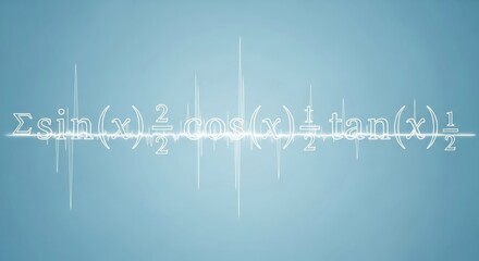 Obraz premium Mathematical Expressions Symphony Delicate Equations Vibrant Waveforms Depicting a Harmony of Formulas and Oscillations Representing Complex Calculations and Data Visualization