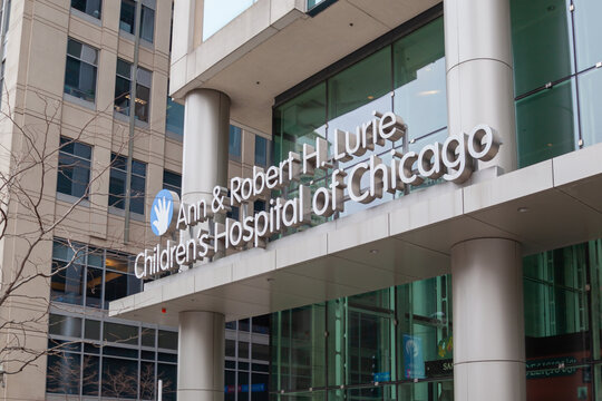 Chicago, Illinois, USA - March 29, 2022: The Ann and Robert H. Lurie Children's Hospital of Chicago in Streeterville, Chicago, Illinois, USA. 
