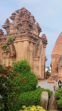 NHA TRANG, VIETNAM, 7 November 2025 &ndash; Tourists visit the Cham towers, ancient Hindu temples built by the Cham people, in Nha Trang, Vietnam.