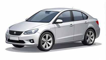 Obraz premium White Sedan Car Illustration