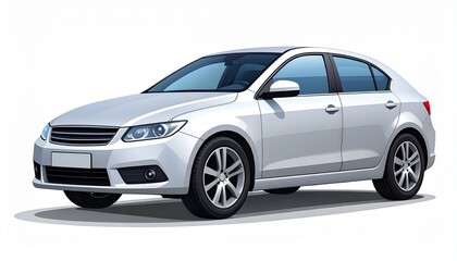 Naklejka premium White Sedan Car Illustration