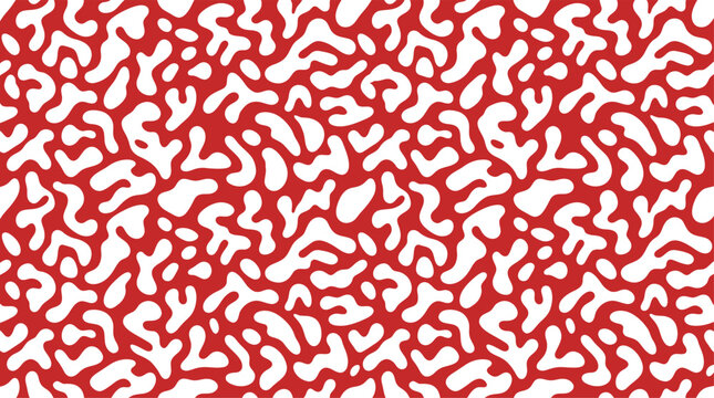Red and White Organic Abstract Camouflage Seamless Pattern