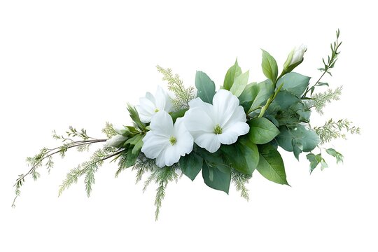Elegant white flower arrangement with greenery for wedding and event decoration