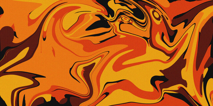 Abstract liquid orange colors background. Gradient liquid orange curves abstract with noise texture.
