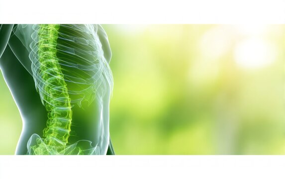 Detailed Human Abdomen with Rib and Spine Rays