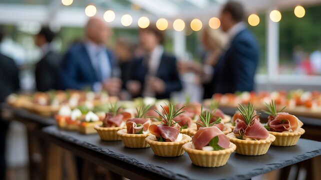 Buffet Catering Setup at Corporate Event Reception Food Service Display