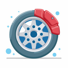 Obraz premium Car Wheel and Brake Caliper Illustration
