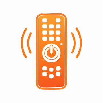 Orange Remote Control Icon with Power Button and Signal Waves