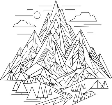 Monta&ntilde;a Trazo// Vector en la Monta&ntilde;a