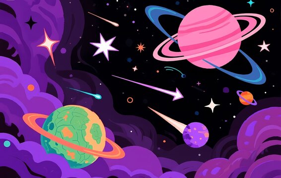 Seamless night sky pattern with blue stars and moon illustration for a beautiful vector art background