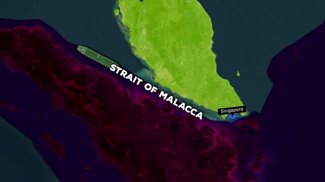 Geopolitical Map Animation of the Strait of Malacca 