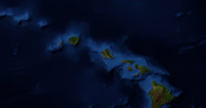 Oahu on Globe. Zoom into the island with Earth spinning in space. High detail physical world map with Oahu on it. Elements of this image furnished by NASA.