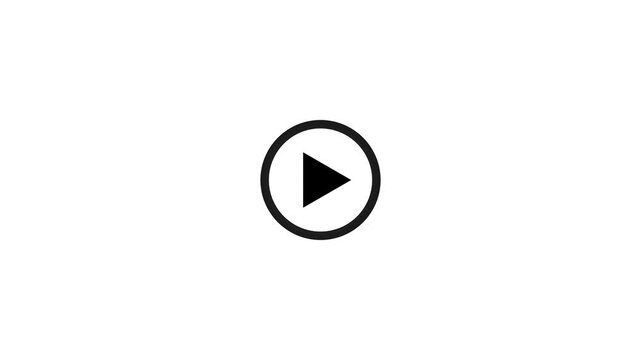 video player button icon isolated on white play music start audio black circle and white color.