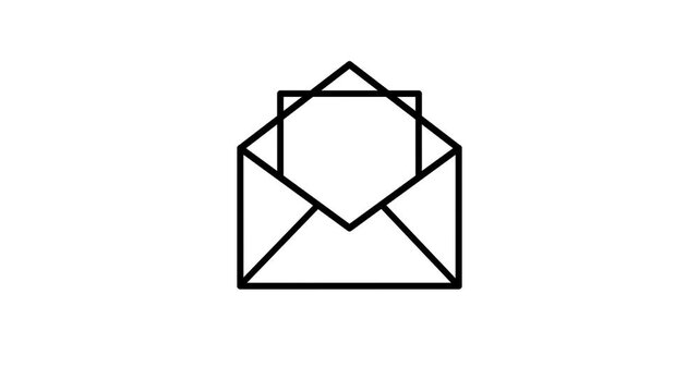 White color message box animation icon conversation notice receive massage animated sign symbol. Message box icon animation.4k video