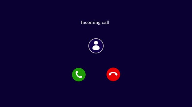 Incoming call ring icon background black Screen Animation of phone call Incoming call phone icon you receive the message animated, incoming call concept on mobile phone screen animation.