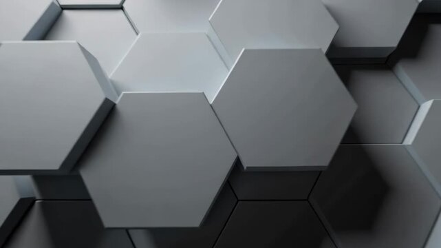 Dynamic futuristic landscape with sleek shifting hexagonal patterns in vibrant motion design