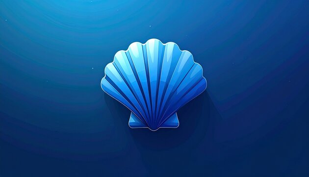 3d blue seashell icon isolated on dark teal gradient background