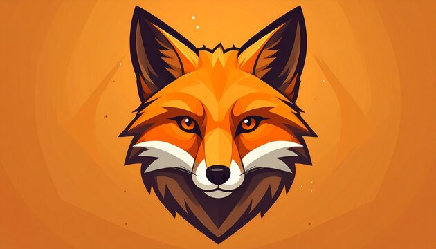 stylized fox face icon in warm orange gradient minimalist animal design