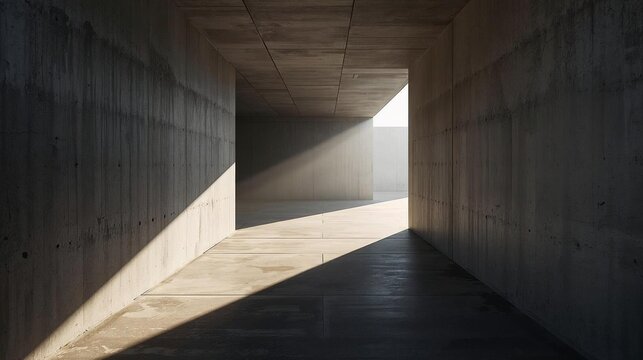 Monolithic Light: Shadows in the Brutalist Corridor