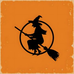 Fototapeta premium A black silhouette of a horse in a field of orange pixels