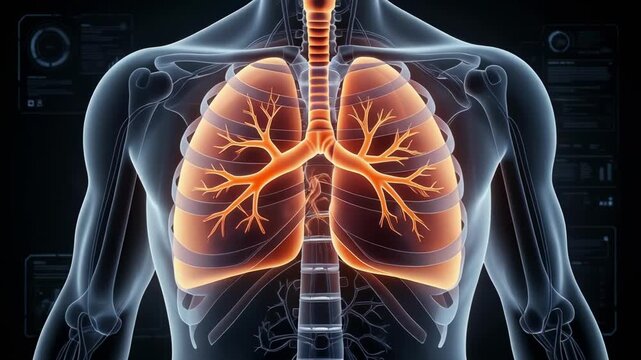 Detailed visualization of the human lungs showcasing the complex anatomy and functions of the respiratory system