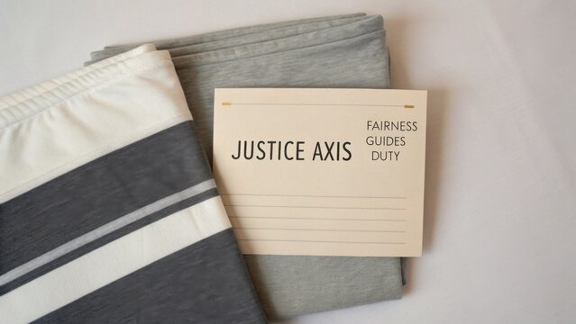 Justice Axis Conceptual Display Highlighting Fairness, Duty, and Guiding Principles on Modern Fabric Textiles for Creative Projects