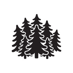 Obraz premium Group of dark green pine trees illustration