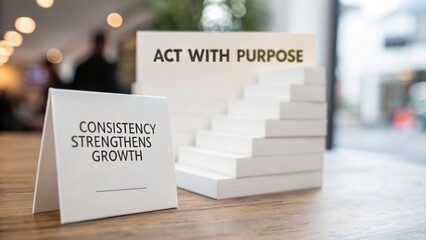 Naklejka premium Inspirational Message on Growth and Purpose with Minimalist Design in Modern Workspace Setting