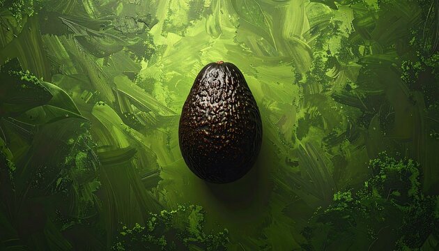 fresh avocado seed submerged in vibrant green water with natural light