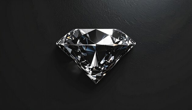 3d realistic diamond gemstone isolated on black background with brilliant cut facets