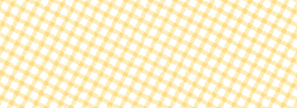 Yellow gingham or vichy pattern. Autumn or Thanksgiving day textile print for tabletop, picnic blanket, basket napkin, shirt or handkerchief. Cotton, linen or flannel design. Vector flat illustration.