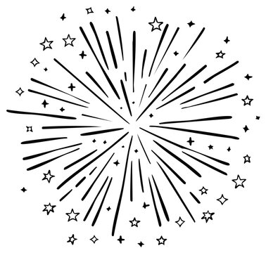 Hand Drawn Starburst and Firework Burst Design Element Celebrating Festive Events