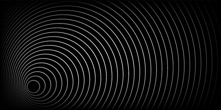 Create a bold look with a centric circle background featuring vector graphics of sound waves.