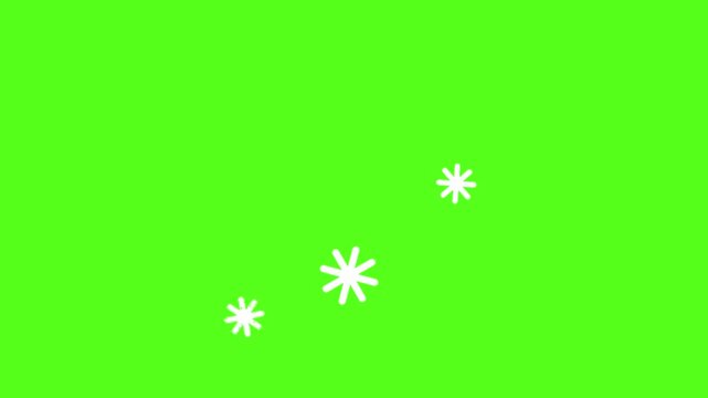 A video showcasing a small white snowflake on a vibrant green background