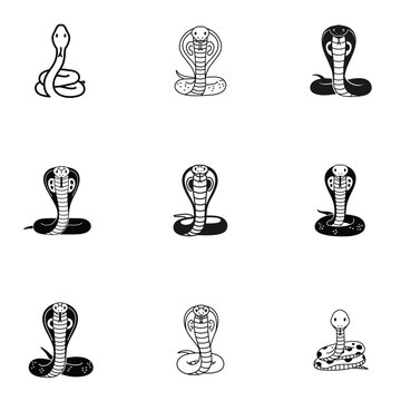 Seamless vector pattern with cobra snake silhouettes and stripes