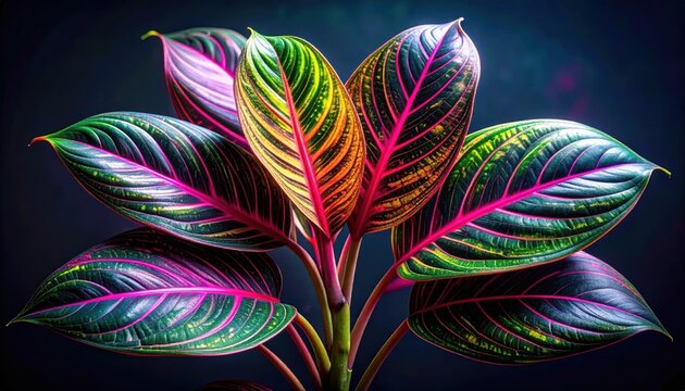 Vibrant Aglaonema Plant with Striking Pink and Green Foliage.