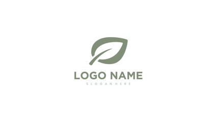 Fototapeta premium Minimalist Green Leaf Logo Template for Eco Friendly Branding