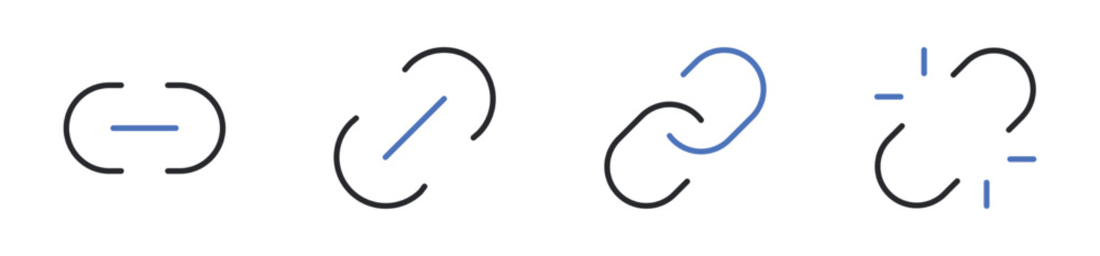Link and chain icons set editable stroke line vector illustration.