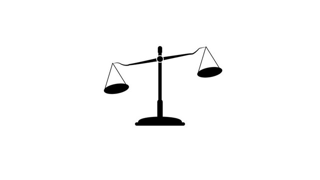 judgement law justice animation scale. Fairness scales of justice. 4K video motion graphic animation.