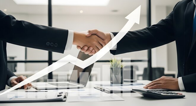 businessmen handshake after a good deal, office interior, modern workspace, corporate background. Business partnership meeting businessman handshake
