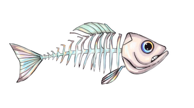 Fish Skeleton Illustration for Marine Biology and Aquatic Life Educational Content
