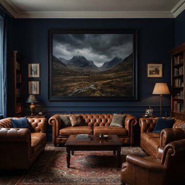 Modern living room interior with a sofa and television in a stylish home setting