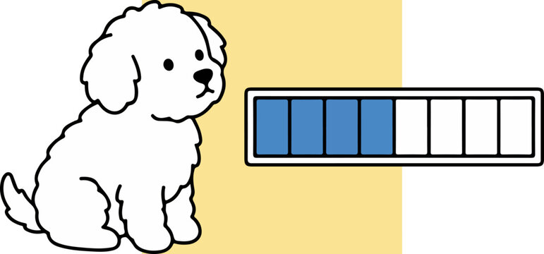 Cute white puppy with a blue progress loading bar.