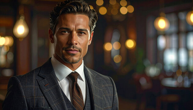 Retrato de um homem elegante em traje profissional.