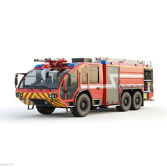 Fototapeta premium Modern Airport Fire Truck and Aircraft Rescue Firefighting (ARFF) Vehicle Isolated on White Background