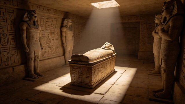 Ancient Egyptian tomb with sarcophagus